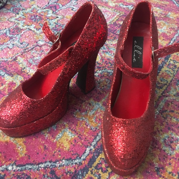 Ellie Shoes - OMG glittery red platform maryjanes!! 10